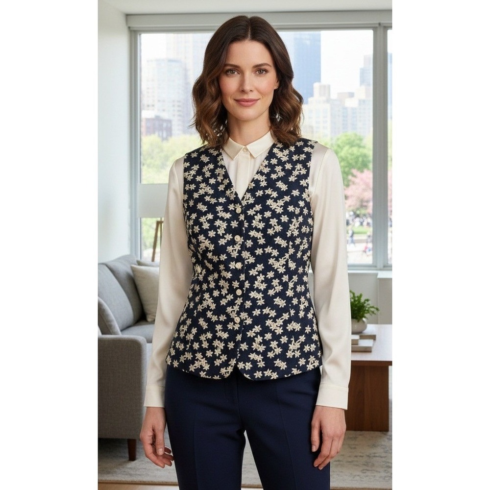 Talbots Petites Button Up Top Women's Size 10 Floral Sleeveless Vacation Resort